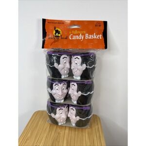 Vintage Halloween Blow Molds Vampire  Dracula Mini Candy‎ Baskets Fun World  3"